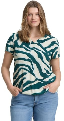 TOM TAILOR Damen 1047196 Bluse, 38068-Abstract Teal Zebra Print, 54