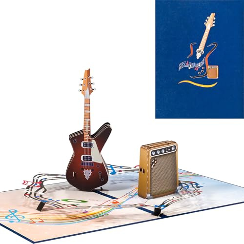 Pop Up 3D Gitarre Geburtstagskarte,Gitarre und Stereoanlage Karte,Einladungskarten für Konzerte,Geschenkkarten für Gitarrenliebhaber,mit Umschlag
