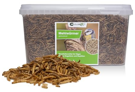 Carpline24 Getrocknete Mehlwürmer 1 kg - Proteinreiche Insekten als Futter für Reptilien, Nager, Igel & Fische, Vogelfutter, Winterfutter
