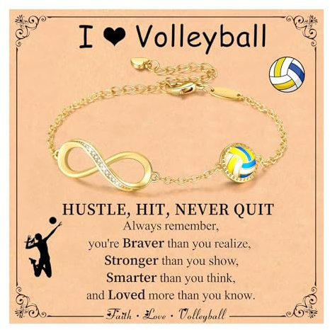 Miss Chipmunk Volleyball Infinity Armbänder für Mädchen Frauen, 14K Gold plattiert Sport Zubehör Geburtstag Weihnachten Schmuck Geschenke für Frauen Mom Teen Girls(Volleyball)