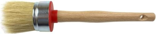 efo Pinceau rond - Pour peinture à la craie, cire, moulures, panneaux, meubles et clôtures - Mélange de poils naturels pour teinture, huile et vernis (40 mm)