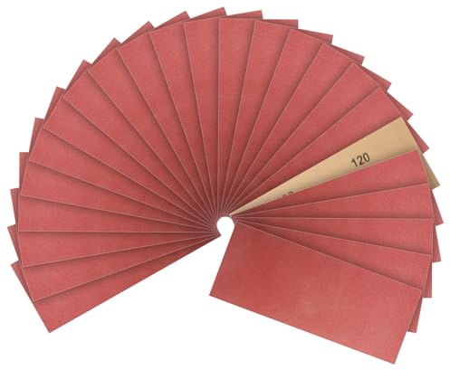 PMIQSA Papier de Verre, Papier Abrasif 120 Grains Utilisé pour polir le métal le bois les voiture, 24 Pièces Papier à Poncer 9x3,6 pouces (23x9cm)