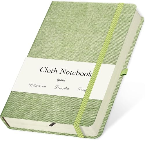 ipoul Leinen-Notizbuch, College Regelt, Hardcover, Lay Flat, B6, Klein, 5x7, Dick, 100gsm, Grün, Zeitschrift zum Schreiben, Notizbuch für die Arbeit, Büro