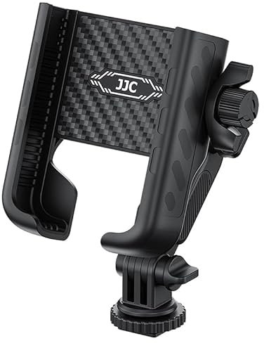 JJC Soporte de trípode resistente para teléfono, adaptador universal de cámara para smartphone duro con zapata fría y tornillo de 1/4 pulgadas, [bloqueo seguro] Soporte giratorio de 360° para iPhone