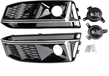 Par de rejillas antiniebla delanteras estilo panal de abeja para Audi A4 S-Line B9 17-18, Compatible con ACC.(Sline A)