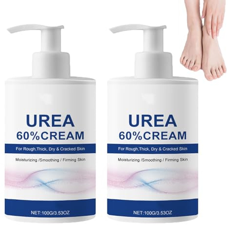 Urea Cream 60 Percent for Feet, Foot Nourishing Cream for Cracked and Dry Skin, Deeply Moisturizing & Repair, Callus Remover and Hard Skin Nourishes Soften, for Smoothing & Softens Skin (2pcs)