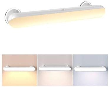 GOVSSING Dimmbar LED Schminklicht Spiegel Kabellos, Schminktisch Beleuchtung mit Fernbedienung Magnet, mit aufklebbarem Saugnapf (Starke Haftkraft), Schminktisch Licht mit 5000mAh Wiederaufladbar