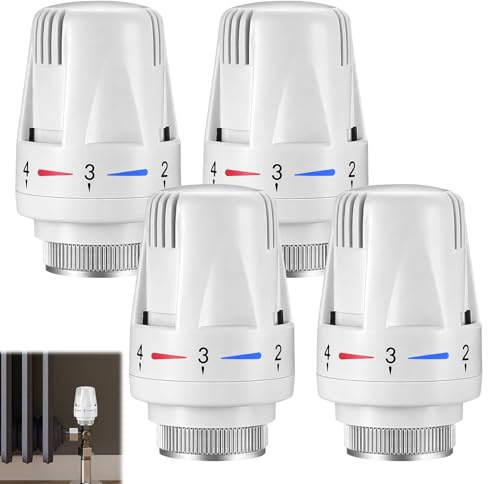 ikBrtaiay 4 Stück Thermostat Heizung, Thermostat-Kopf mit Nullstellung M30 x 1.5 Heizkörperthermostat, Thermostatkopf Heizkörperventil, Heizkörper Ersatzkopf, Thermostatventilkopf für Büro Zuhause
