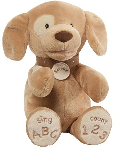 GUND 4059066 Spunky Dog Tan ABC/123 Soft Toy