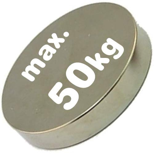 Scheibenmagnet Neodym Magnet-Scheibe Extra Stark - Haftkraft bis 750kg - Starke Rundmagnete - Runde NdFeB Magnete, Größe: Ø 60x10 mm | 50kg Haftkraft