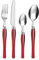 PRADEL ESSENTIEL - Panier fil 24 couverts de table pour 6 personnes - Purity - Acier inoxydable 18/0, Finition Standard - Rouge