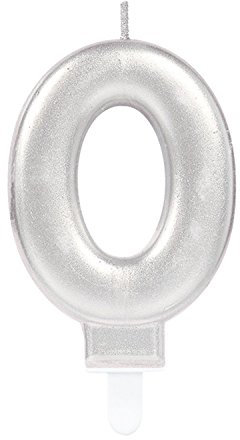 (PKT) Adult Metallic Silver Candle Number 0