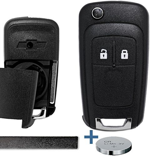 Klapp Schlüssel Gehäuse Funkschlüssel Fernbedienung 2 Tasten Autoschlüssel Rohling + Batterie für Chevrolet