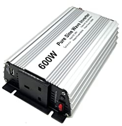 600W Pure Sine Wave inverter 24V to 230V AC with BS socket,DC5V 2 Amp USB output.