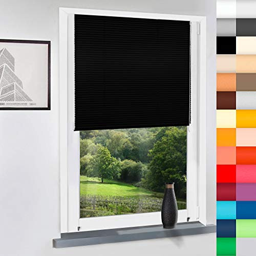 Aluminium Jalousie nach Maß, Endloskette, Kette, Monocomando, Maßanfertigung, für Fenster und Türen, Alu, Fenster, Klemmfix ohne Bohren (Schwarz, Höhe: 220cm x Breite: 40cm)