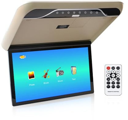 KUNFINE 19 Pollici mp5 Monitor Auto Montato Sul Tetto Schermo A Soffitto Auto Video HD Veicolo Flip Down Overhead Lettore Multimediale beige