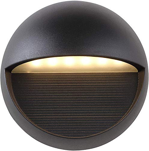 JONATHAN Y 6.25 Black Modern Round Outdoor Integrated LED Wall Sconce Light, Metal/Glass Waterproof Exterior Downlight for Porch, Patio, and Entryway, ETL Listed JYL7441A