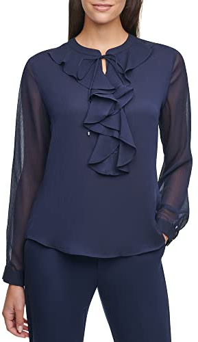 Tommy Hilfiger Damen Printed Long Sleeve Floral Top Bedrucktes langärmeliges Oberteil mit Blumenmuster (1er Pack)