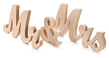 Segnale in legno naturale Mr and Mrs. Signs Wedding Sweetheart decorazione da tavolo, scritta Mr & Mrs Sign lettere decorative per matrimoni fai da te e decorazioni per feste