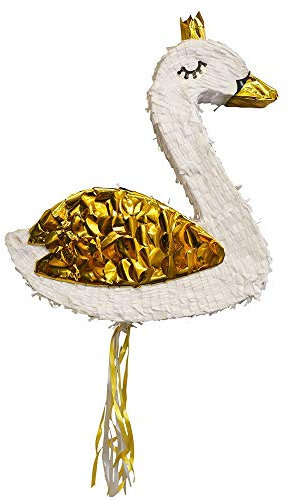 Amscan 9907509 - Pull Pinata Schwan, Größe 40 x 46 x 7 cm, befüllbar mit kleinen Geschenken oder Süßigkeiten, perfekt für Kindergeburtstag und Mottoparty, Dekoration