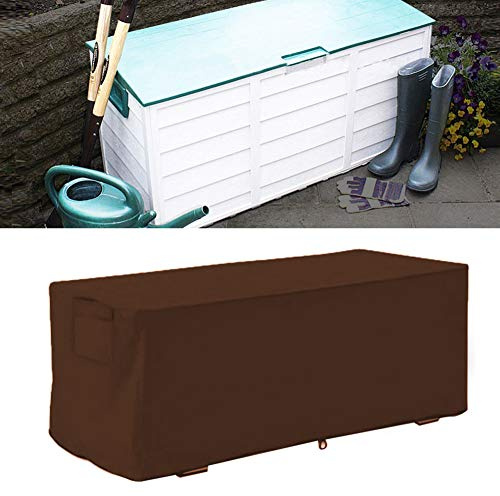 Wakects Housse de Protection pour Coffre de Rangement Extérieur, Imperméable et Robuste, 123 x 62 x 55 cm, Café