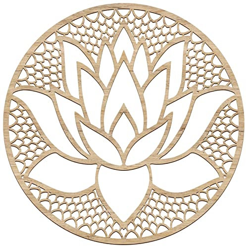 Lotusblume Holz Ø 39/49 cm - 8 Holzoptiken-Wandbild - edle Dekoration für Wand - ideale Geschenkidee-Meditation
