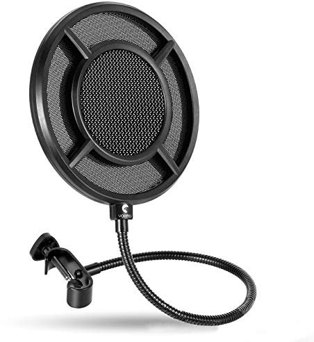 Ruiqas Mic Pop Filter Double Metal Mesh Windscreen Filter with Flexible Clip for Recording Meeting