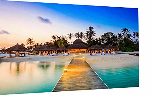 Magic Canvas Art - Bilder Traumurlaub Karibik Strand Leinwandbild 1- teilig Hochwertiger Kunstdruck modern Wandbilder Wanddekoration Design Wand Bild –A3663, Größe: 150 x 100 cm