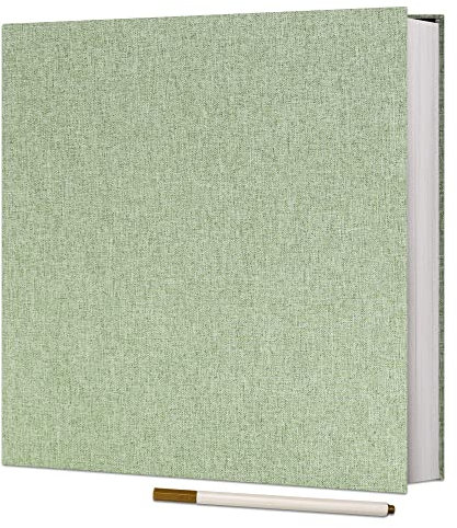 Vienrose Selbstklebende 10x15 Fotoalbum Einkleben und zum Selbstgestalten Groß leinen Photoalbum mit 60 Weißen Seiten, Hochzeit Jahrestag Geburtstag Geschenke, 28x27cm, Gras-Grün