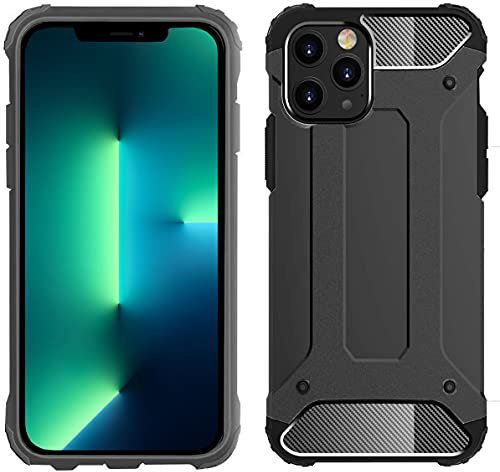 KP TECHNOLOGY iPhone 13 Pro Case Rugged Tough Dual Layer Heavy Duty Armour Defender Hard Shockproof Case for iPhone 13 Pro 6.1 (BLACK)