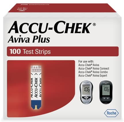 Accu-Chek Aviva Plus Test Strips for Diabetic Blood Glucose Testing (Pack of 100)