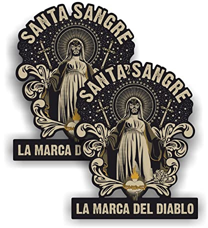 cut-it folientechnik & design 2X Madonna Santa Sangre Aufkleber 9x8cm Kult Sticker Mexico US Car Muscle Auto V8 Oldschool Ratte Hotrod V8 Skull Diablo