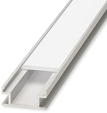 Alu U-Profil eloxiert 20x8mm opal 100cm für LED-Streifen/Strips/Leisten | Trittfest und belastbar | mit opaler Abdeckung/Acrylabdeckung | Breite LED-Streifen < 10mm