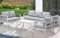 GLP Gartenmöbel Set Aluminium für 6-7 Personen, Terassenmöbel Wetterfest mit Sofa, Tisch, Hocker & Kissen, Gartenlounge Set für Innen- und Außenbereich (Weiß & Hellgrau)