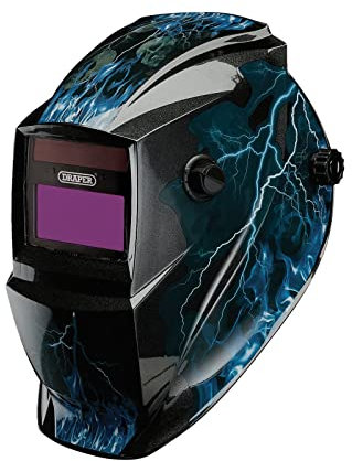 Draper 02514 Schweißhelm mit automatischer Verdunkelung, blauer Totenkopf