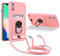 JMstore Cover Compatibile con iPhone X/iPhone XS, Cordino Silicone Cover, 360°Magnetica Anello Supporto + Porta Carte [Protezione Fotocamera] Case-Pink