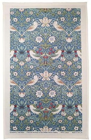 William Morris Strawberry Thief Blue Cotton Tea Towel