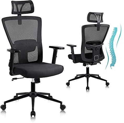 Youhauchair Ergonomic Office Chair, Desk Chair with Adjustable Headrest and Armrests, High Back Computer Chairs Swivel Chair with Lumbar Support, Mesh Office Chairs for Home Office