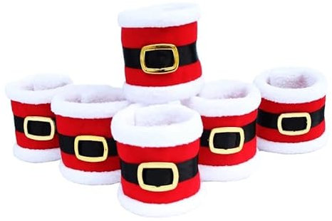 YANGMEI 6 Stück Weihnachts-Gürtelschnalle Serviettenringe Weihnachtsmann Serviettenring Hochzeit Bankett Abendessen Dekor Serviettenhalter