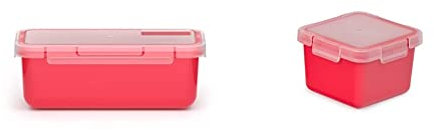 Valira Porta alimentos - Contenedor hermético de 0,75 L hecho en España, color frambuesa & Porta alimentos - Contenedor hermético de 0,4 L hecho en España, color frambuesa