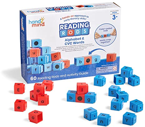 Learning Resources Reading Rods Alphabet and CVC Words, Learn to Read, Word Building Activities, Letter Blocks, Spelling Toys, Reading Tools for Kids, Science of Reading Manipulatives