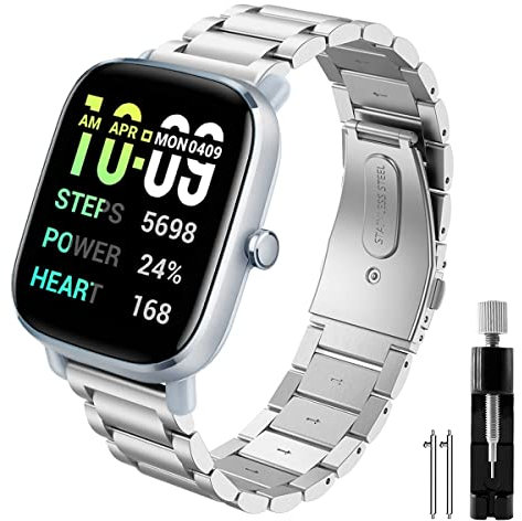 Syxinn Armband für Amazfit GTS 2 Mini/GTS 2/GTS 2e Armband, Amazfit GTS 3/3 Mini/GTS 4/GTS 4 Mini Armband 20mm Edelstahl Metall Uhrenarmband für Amazfit Bip 3/Bip 3 Pro/Bip S/Bip Lite für Damen Herren