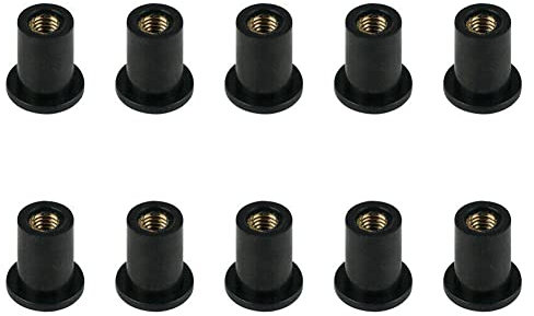 10 Pcs M4/M5/M6 Pare-brise Wellnut,Écrou de Puit Écrou de Pare-Brise de Moto Boulon de Pare-Brise en Caoutchouc et Laiton Métrique Boulon de Vis de Pare-Brise (Straight cylinder, M4)
