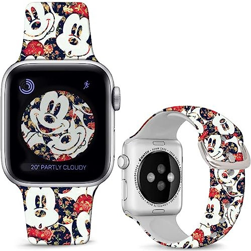 Leotop Compatible avec Apple Watch Bracelet Souris Thème 42 mm, 44 mm, 45 mm, iWatch Ultra 49 mm en silicone souple mignon et amusant Fancy Cartoon Bracelet compatible avec iWatch SE/SE 2 Series 9 8 7