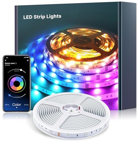 Mexllex LED Strip 40m,Bluetooth LED Streifen mit Fernbedienung und App, 16 Mio. Farben, Sync mit Musik, Led Lichterkette für Schlafzimmer TV Zuhause Schrankdek