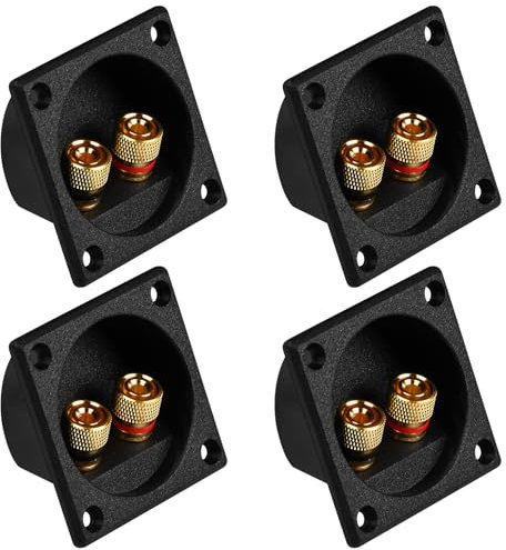 Wisebom 4 Pezzi 2 Vie Altoparlante Box Terminale Binding Post, Speaker Box Terminal Binding Post Subwoofer Terminale tazza Cassa, Connettori a Molla per Impianto Stereo di Casa e Auto