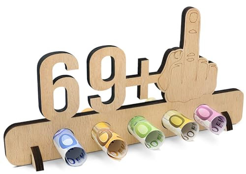Sugeru Ausgefallenes Geldgeschenke 70. Geburtstag - 69 + 1 | Witzige Lustige Geldgeschenke Schild | Gästebuch Geschenk | Holz Deco für Jubiläum Freunde/Familie/Mann/Frauen Kreatives(70)