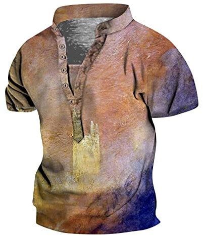 KONG JIMFAN Herren Henleyshirt Sportshirt Herren Langarm T- Shirt Von Identic Henley Shirt Herren Muay Thai Shirt Herrenhemd Kurzarm Weiß Unterhemd Herren Kurzarm Gothic Kleidung Herren(#4 Khaki,M)