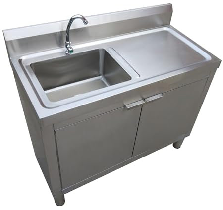 Freistehender Edelstahl-spülenschrank Für Die Küche, Freistehender Unterschrank Für Die Spüle, Integrierter Spülenschrank, Allzweck-spülenschrank Mit Integrierter Stahlspüle,Wäschespülenschrank(40in/1