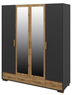 Feldmann Preiswert Wohnen Kleiderschrank Skandi Schlafzimmerschrank Spiegel 189cm